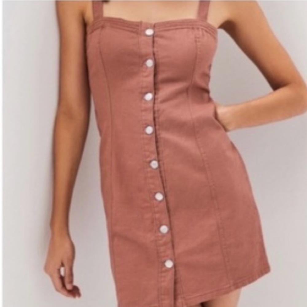 PacSun Tan Button-Front Mini Dress